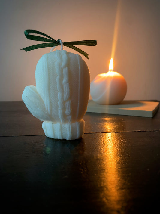 Mitten shaped candle