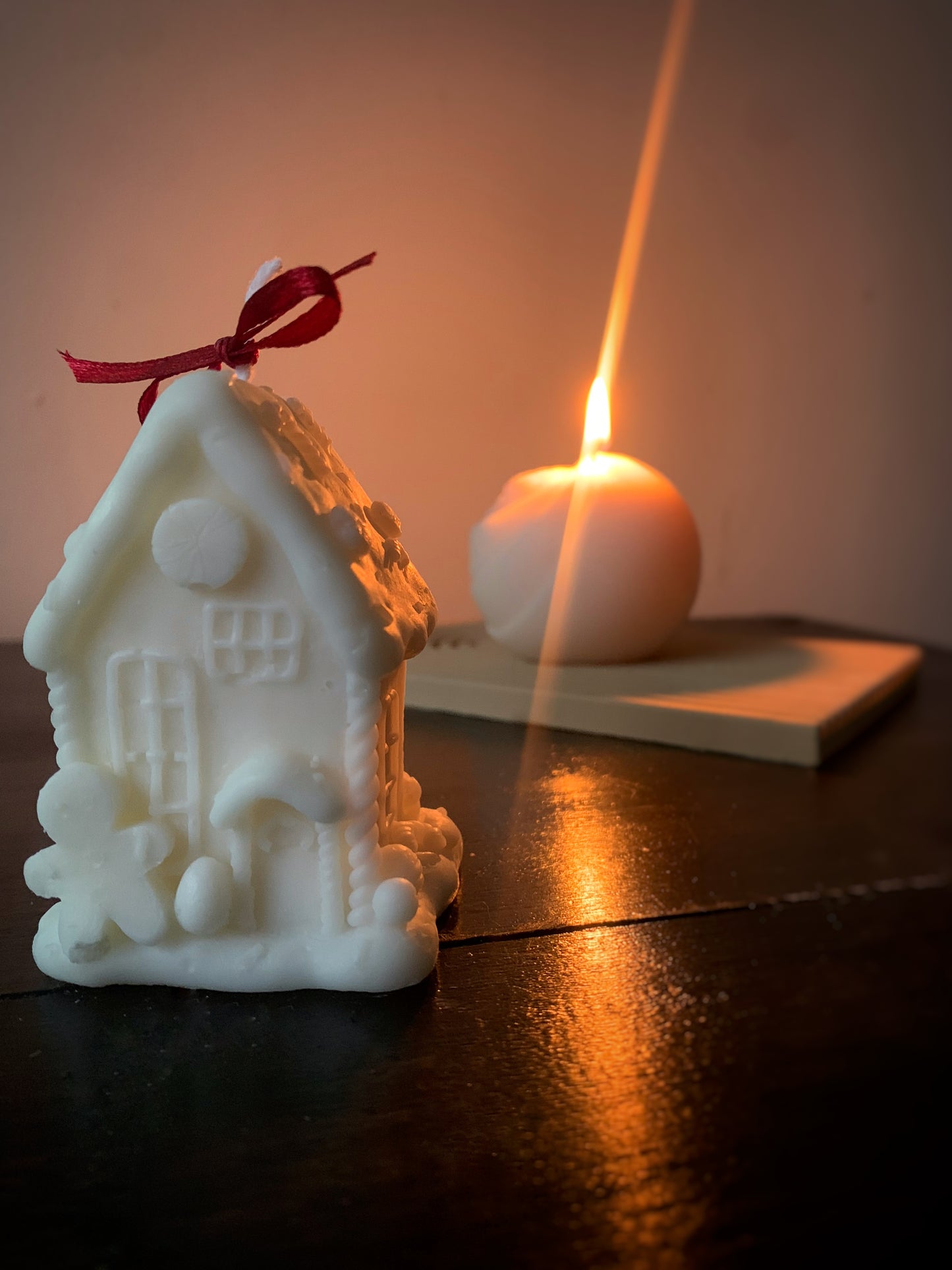 Gingerbread House shaped candle