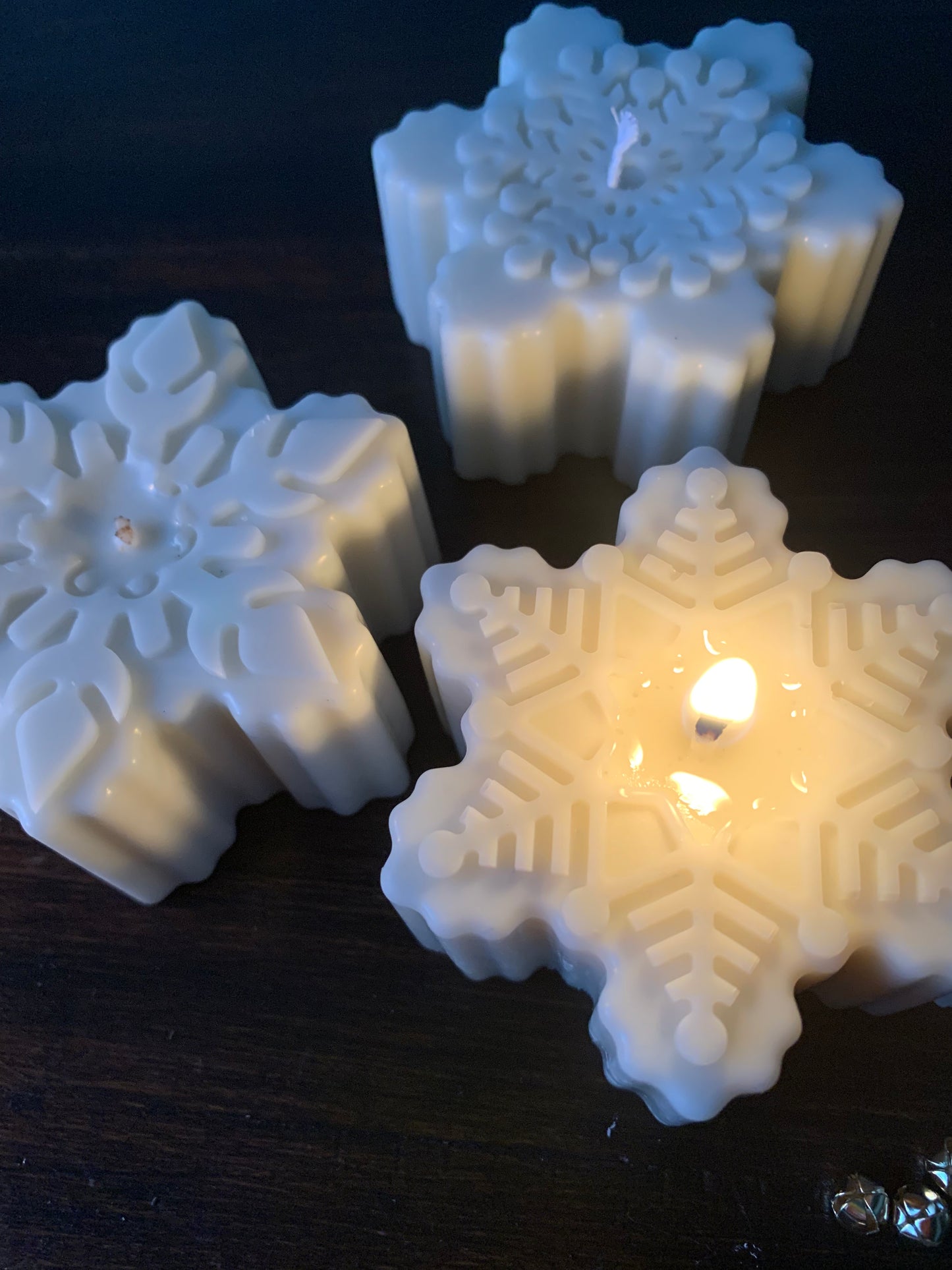 Snowflake shaped candle