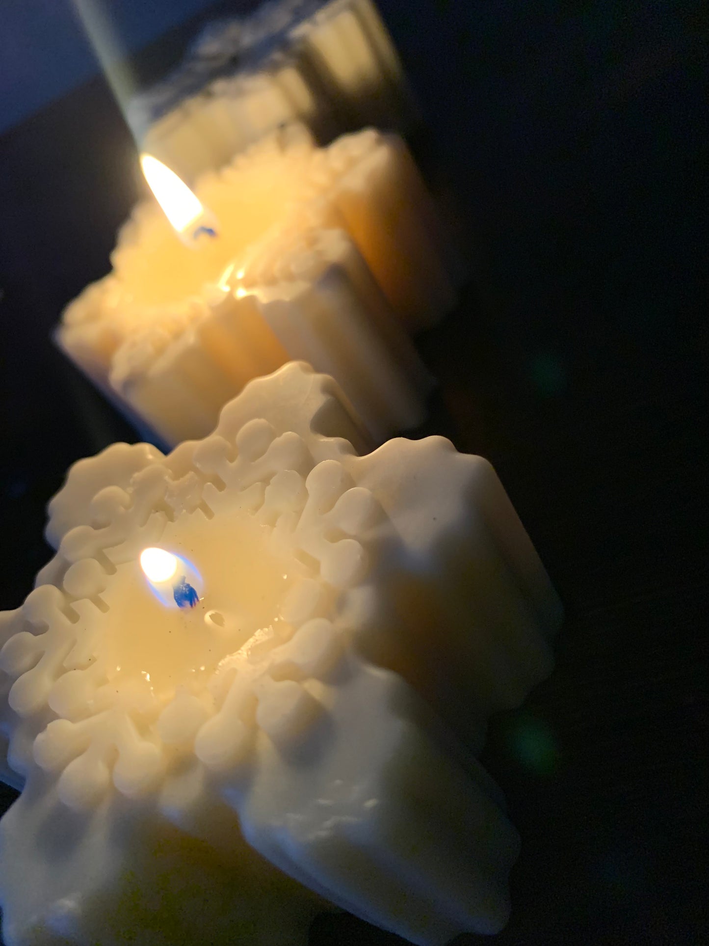 Snowflake shaped candle